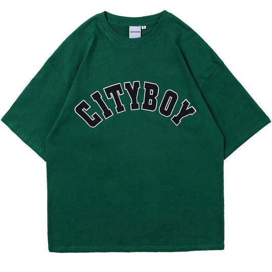 City Boy Letter Patch Oversized T-Shirt